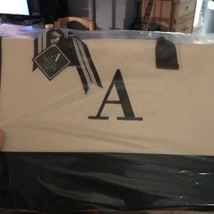Mudpie initial “A” canvas tote